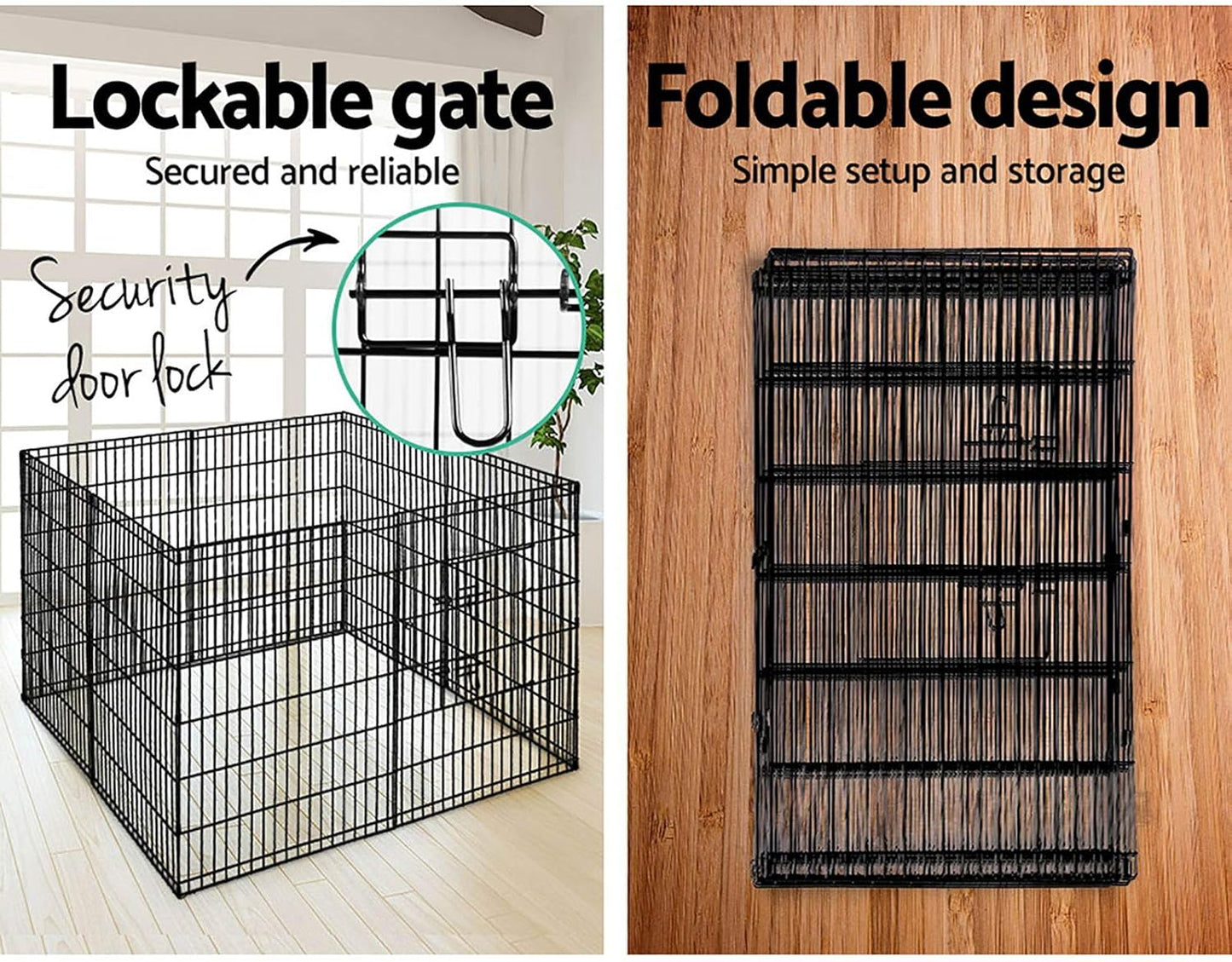 Foldable Pet Playpen with Secure Gate