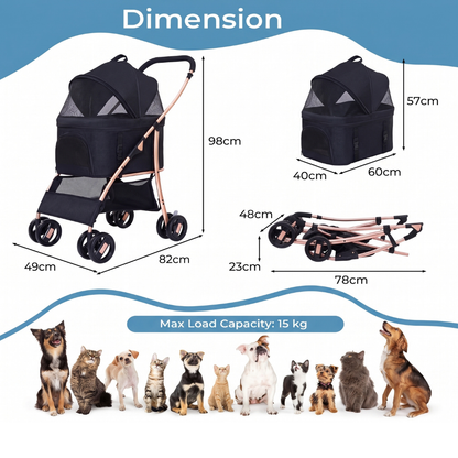 Detachable Pet Stroller - Pet Pram – Multifunctional Pet Cart