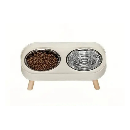 Elevated Double Pet Feeder with Steel Bowls