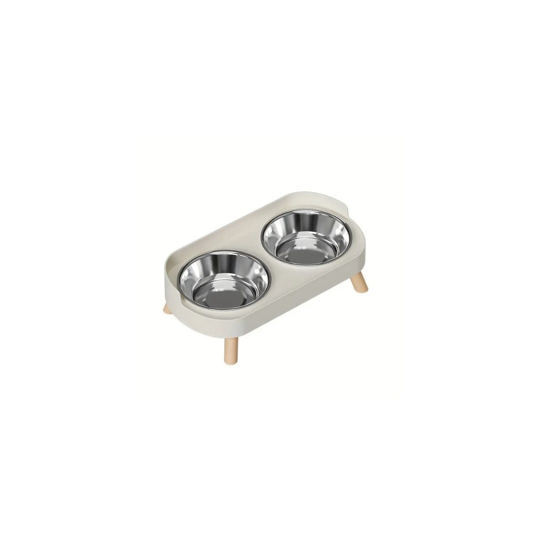 Elevated Double Pet Feeder with Steel Bowls