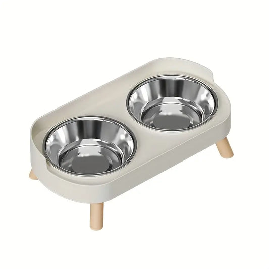 Elevated Double Pet Feeder with Steel Bowls