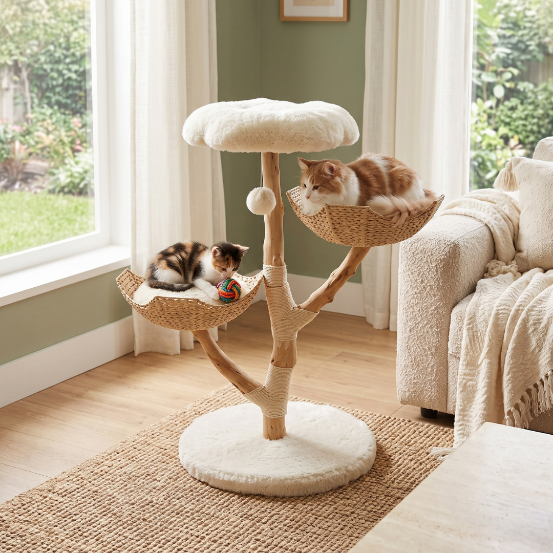 Solid Wood 125 cm Cat Tree - Cat Scratch Post