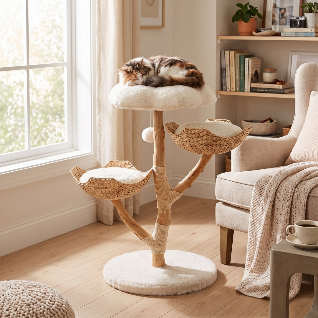 Solid Wood 125 cm Cat Tree - Cat Scratch Post