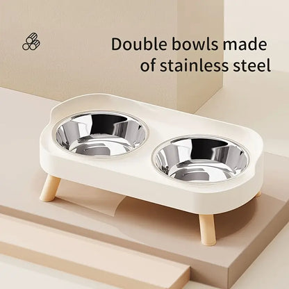 Elevated Double Pet Feeder with Steel Bowls