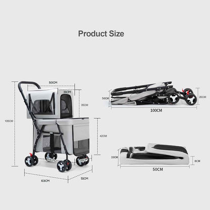Double Decker Pet Stroller – Cat & Dog Pram