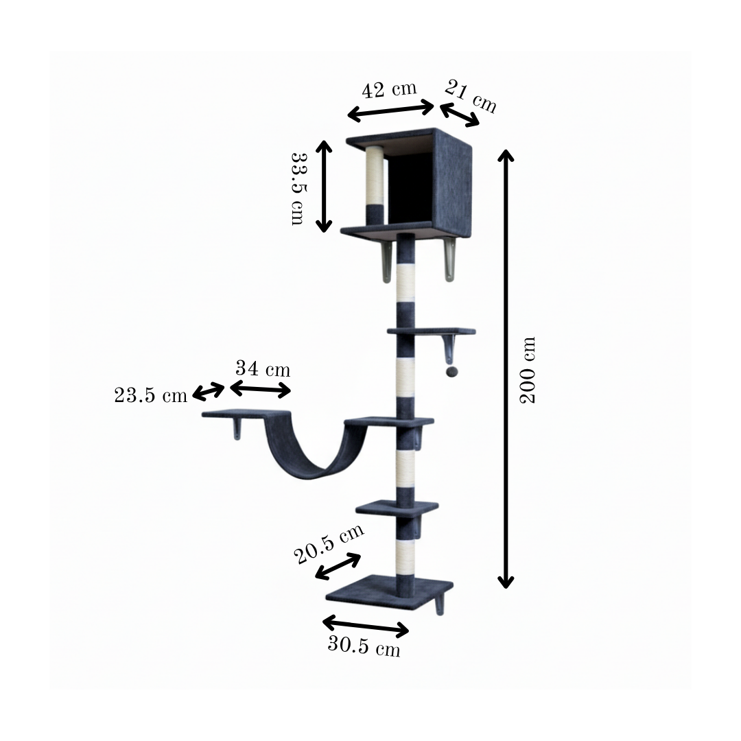 Wall Mounted 200 cm Cat Scratch Post – Cat Tree – Cat Tower