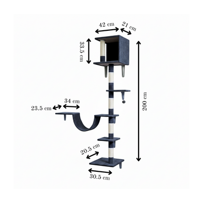 Wall Mounted 200 cm Cat Scratch Post – Cat Tree – Cat Tower