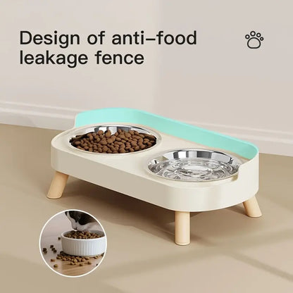 Elevated Double Pet Feeder with Steel Bowls