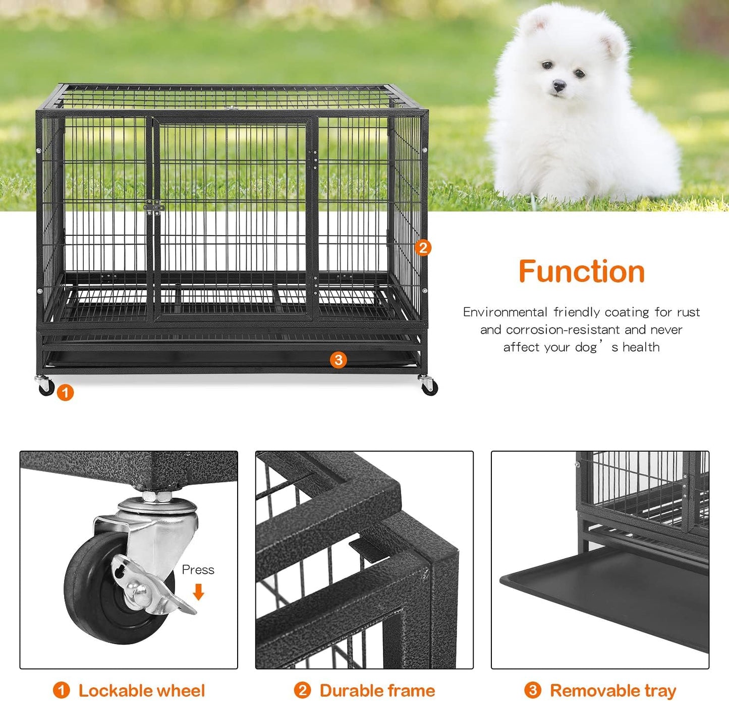 Metal Pet Enclosure with Wheels