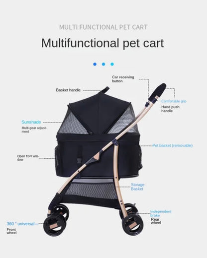 Detachable Pet Stroller - Pet Pram – Multifunctional Pet Cart