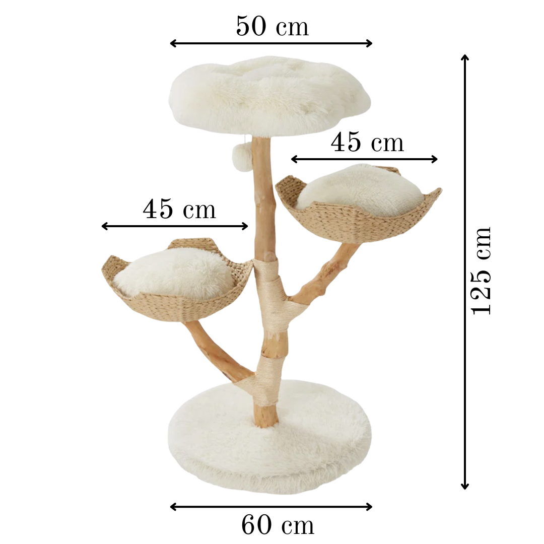 Solid Wood 125cm Large Cat Tree - Cat Scratch Post