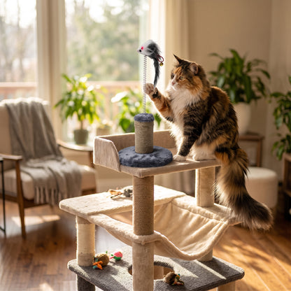 Cat Tree Accessory – Interactive Spring Mouse Toy