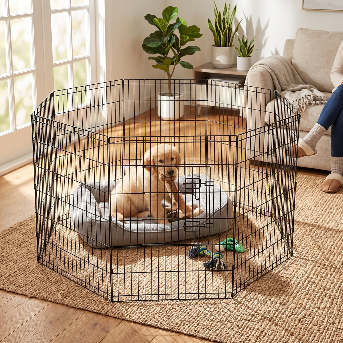 Foldable Pet Playpen with Secure Gate