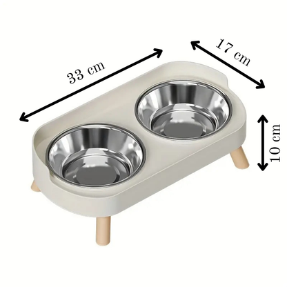 Elevated Double Pet Feeder with Steel Bowls