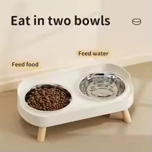 Elevated Double Pet Feeder with Steel Bowls