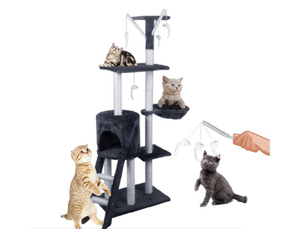138 cm Multi-Level Cat Tree – Scratching Post & Play Tower