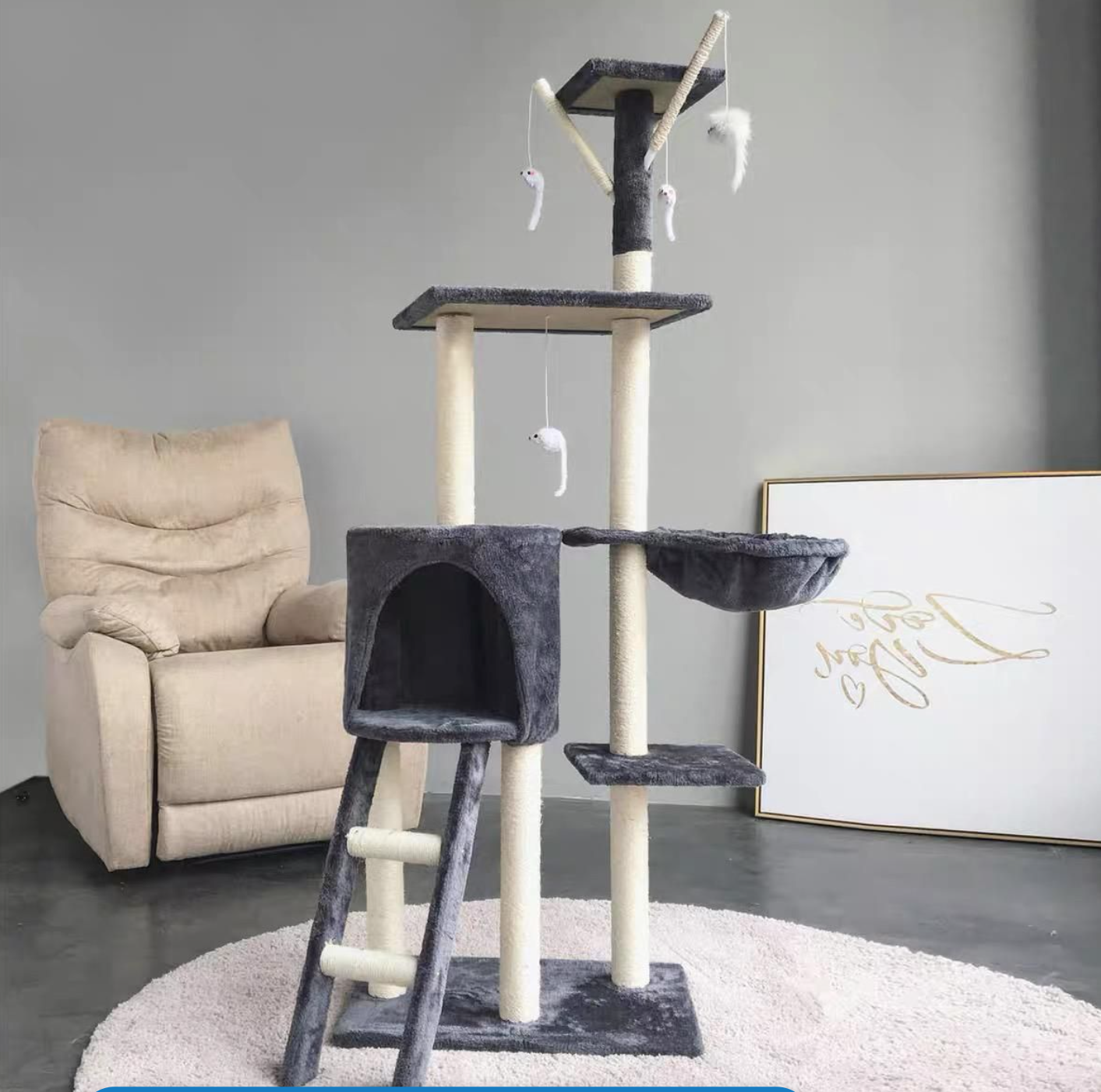 138 cm Multi-Level Cat Tree – Scratching Post & Play Tower