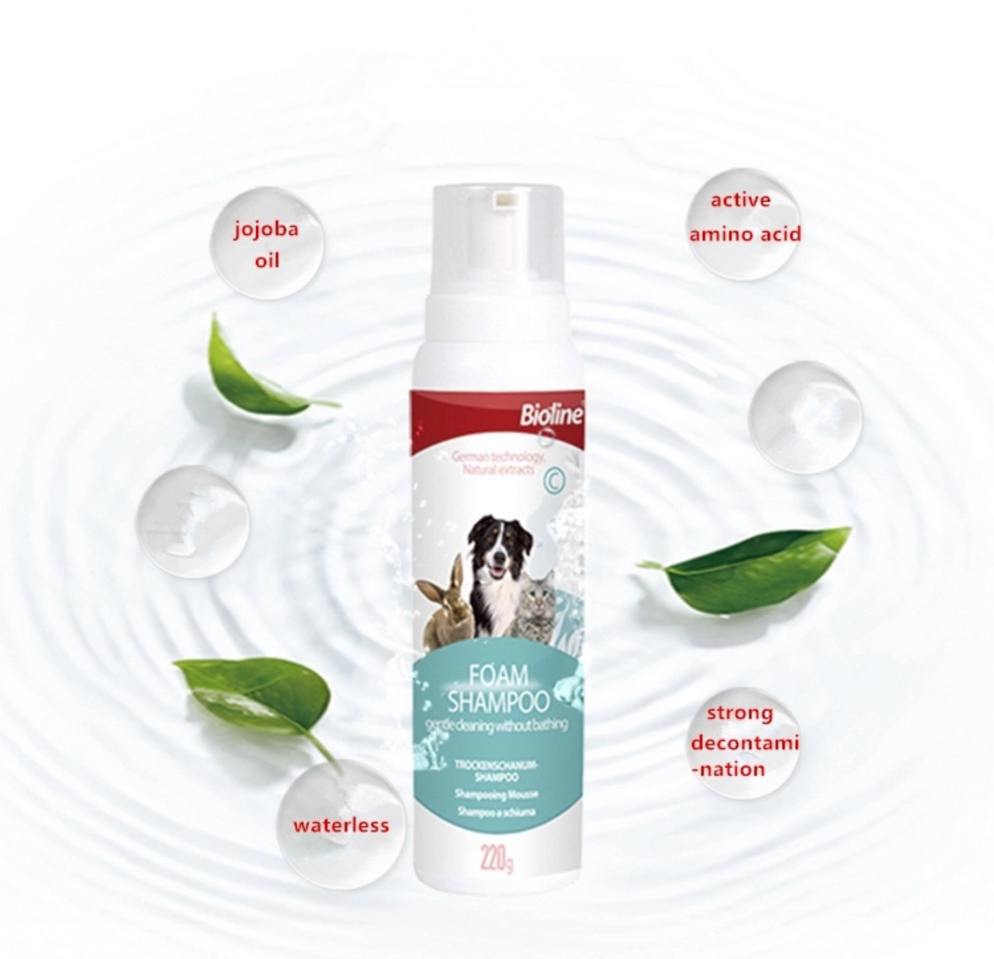 Bioline - Waterless Foam Shampoo for Cats & Dogs