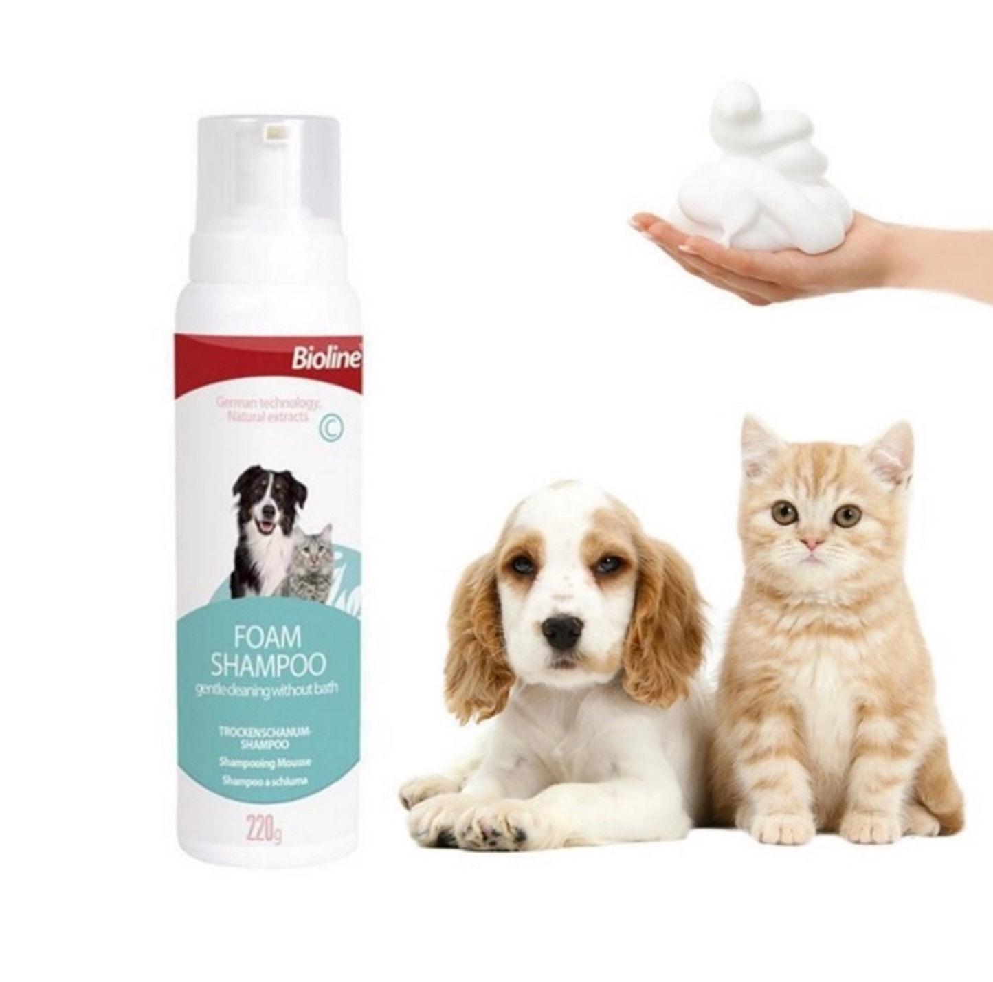 Bioline - Waterless Foam Shampoo for Cats & Dogs