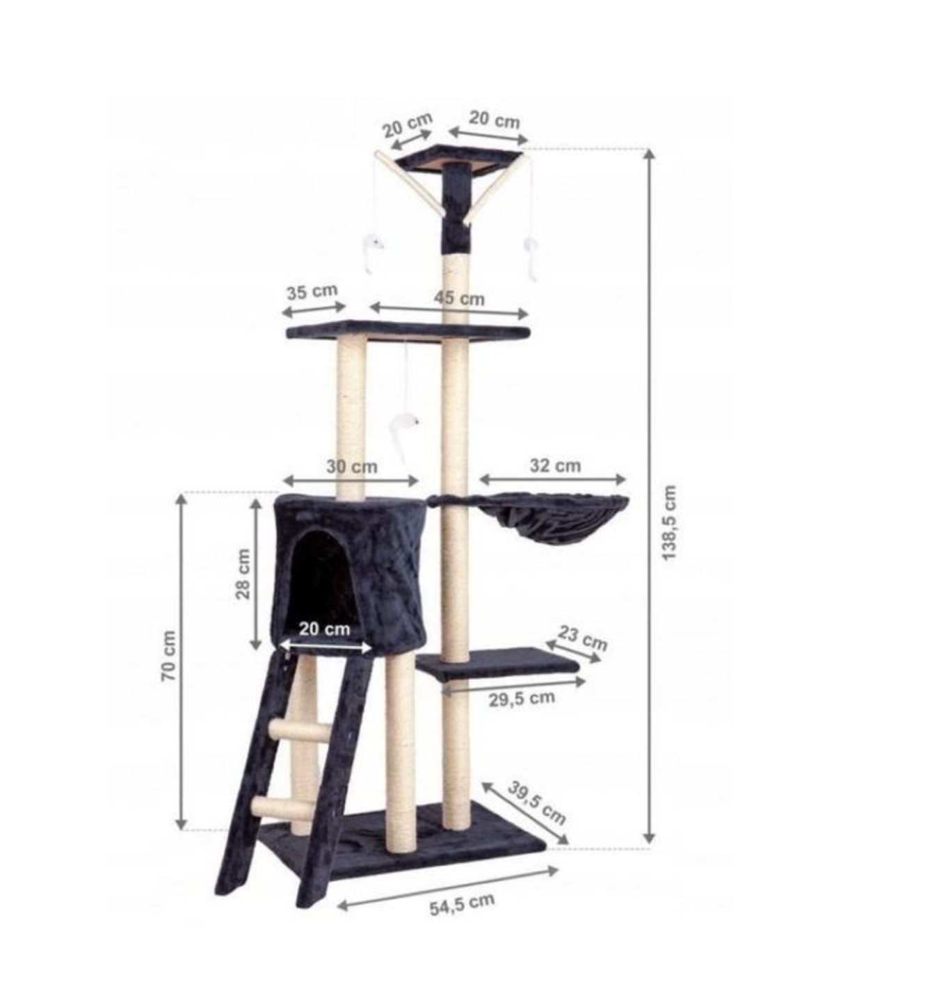 138 cm Multi-Level Cat Tree – Scratching Post & Play Tower