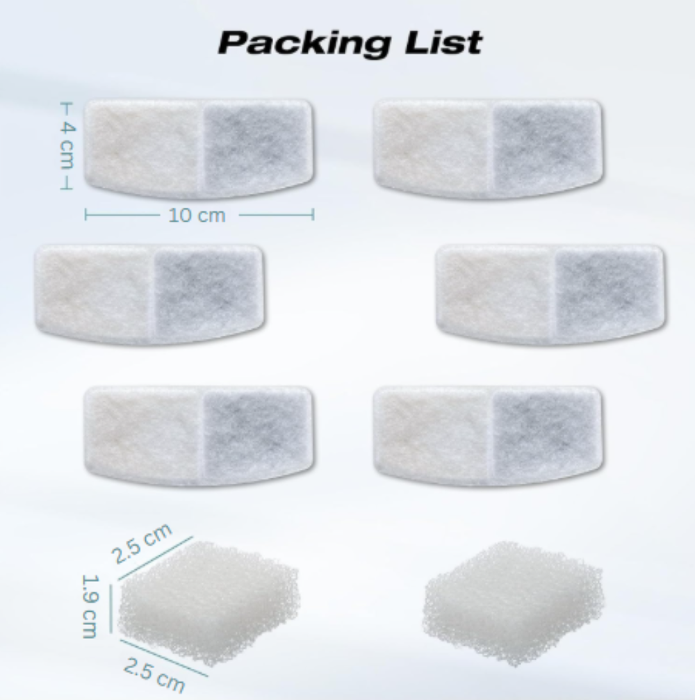 Replacement Filters for Smart Stainless Steel Pet Water Fountain (Pack of 6)
