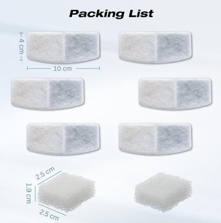 Replacement Filters for Smart Stainless Steel Pet Water Fountain (Pack of 6)