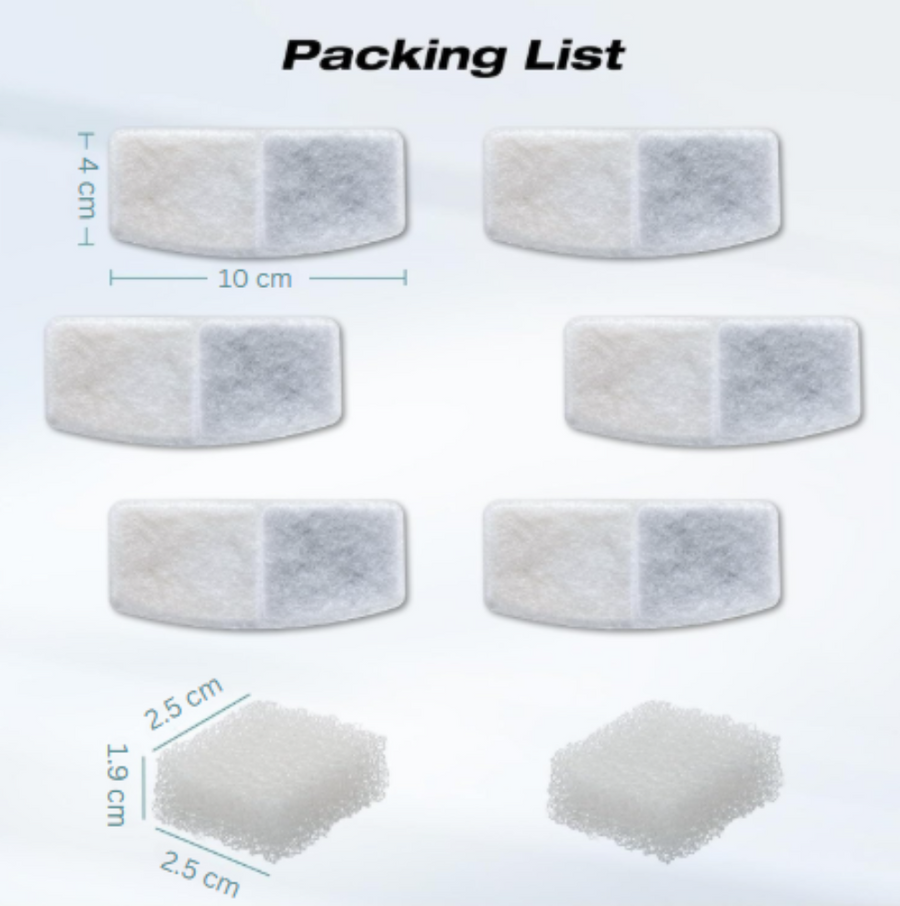 Replacement Filters for Smart Stainless Steel Pet Water Fountain (Pack of 6)