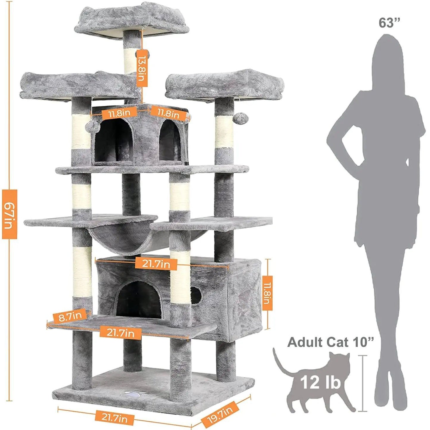 185 cm Cat Scratch Post - Cat Tree - Cat Tower