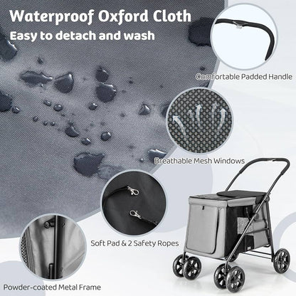Large Foldable Dog Stroller - Pet Pram