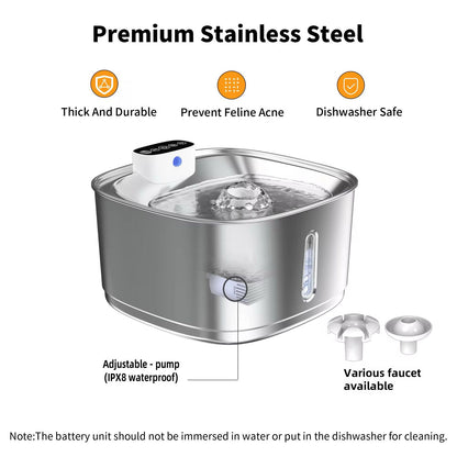 Smart Stainless Steel Pet Water Fountain with Filter