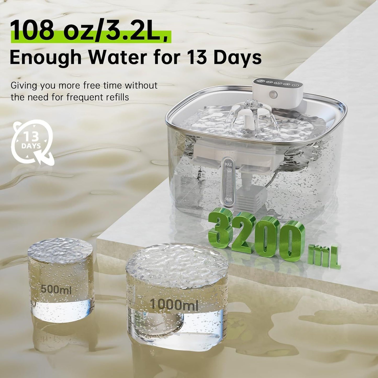Smart Stainless Steel Pet Water Fountain with Filter