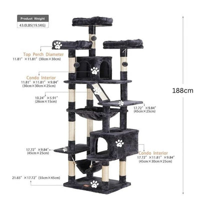 188 cm Cat Scratch Post - Cat Tree – Cat Tower