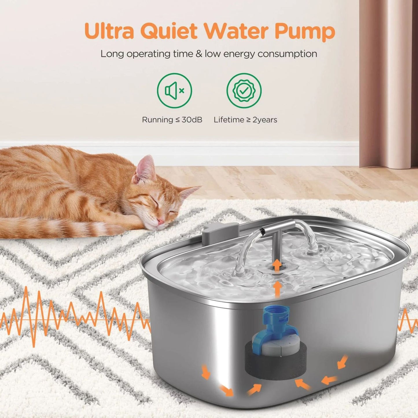 Premium Paws - Stainless Steel Pet Water Fountain with Filter