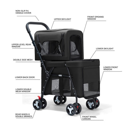 Double Decker Pet Stroller – Cat & Dog Pram