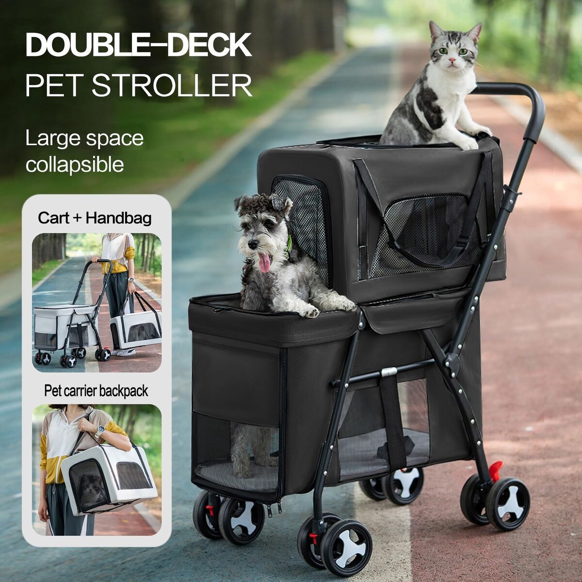 Double Decker Pet Stroller – Cat & Dog Pram