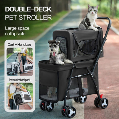 Double Decker Pet Stroller – Cat & Dog Pram