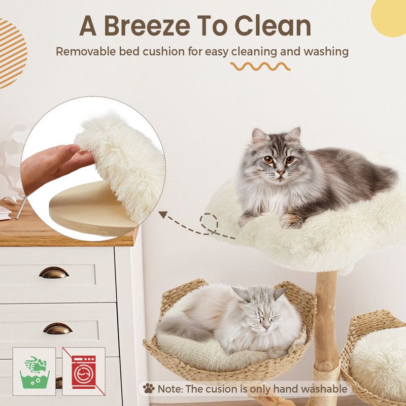 Solid Wood 125cm Large Cat Tree - Cat Scratch Post