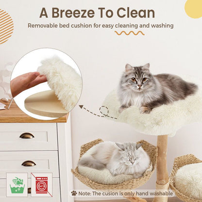 Solid Wood 125cm Large Cat Tree - Cat Scratch Post