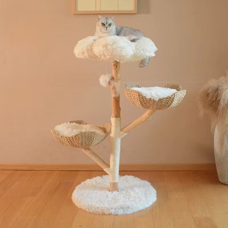 Solid Wood 125cm Large Cat Tree - Cat Scratch Post