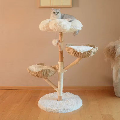 Solid Wood 125cm Large Cat Tree - Cat Scratch Post