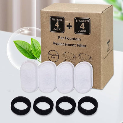 4-Pack Replacement Filters & Sponges for Pet Water Fountains