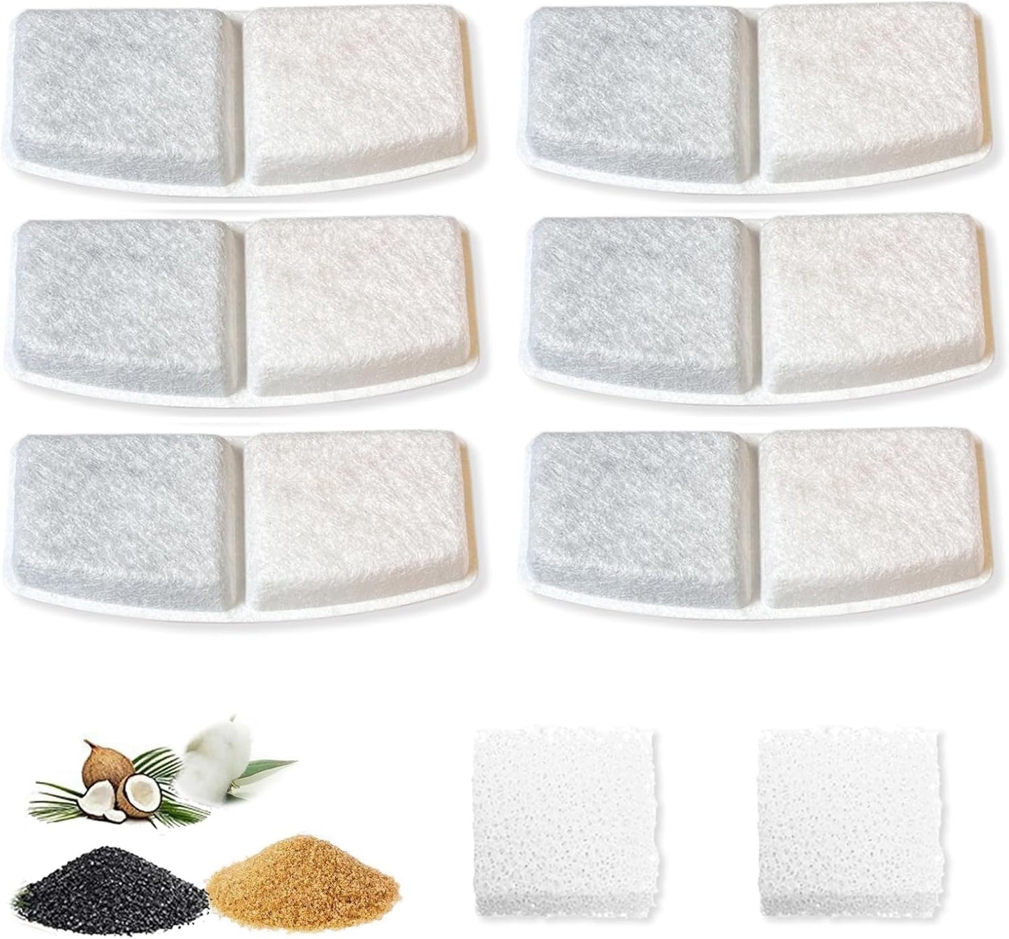 Replacement Filters for Smart Stainless Steel Pet Water Fountain (Pack of 6)